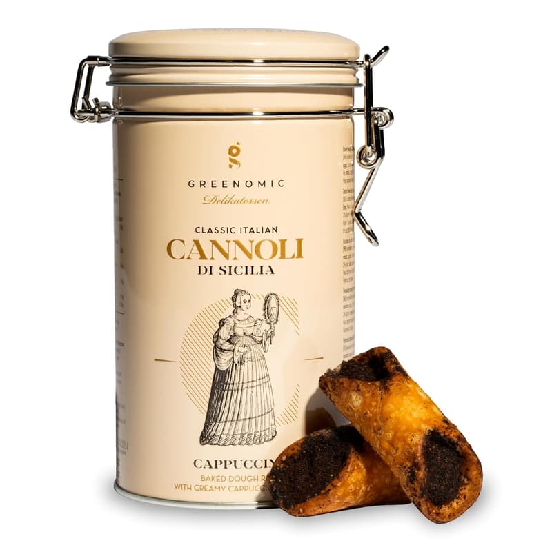Cappuccino-Cannoli in Geschenkdose - 200g italienisches Gebäck