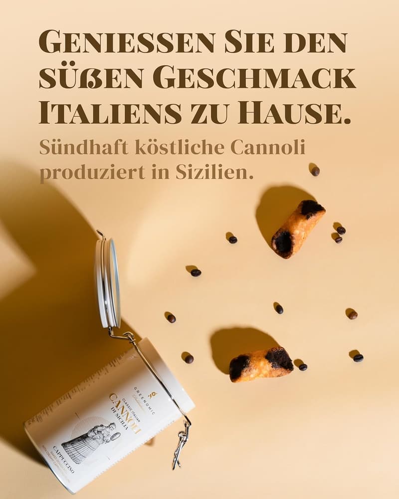 Cappuccino-Cannoli in Geschenkdose - 200g italienisches Gebäck