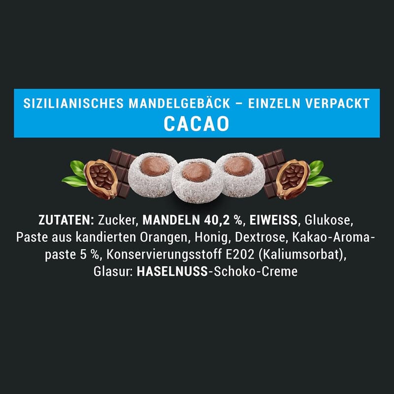 Handgemachte sizilianische Cacao-Mandelgebäcke, gluten- und laktosefrei, 600g