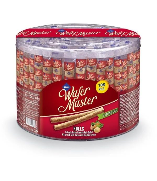 Waffelröllchen mit Haselnusscreme – Großpackung (108 Stück, 648 g)