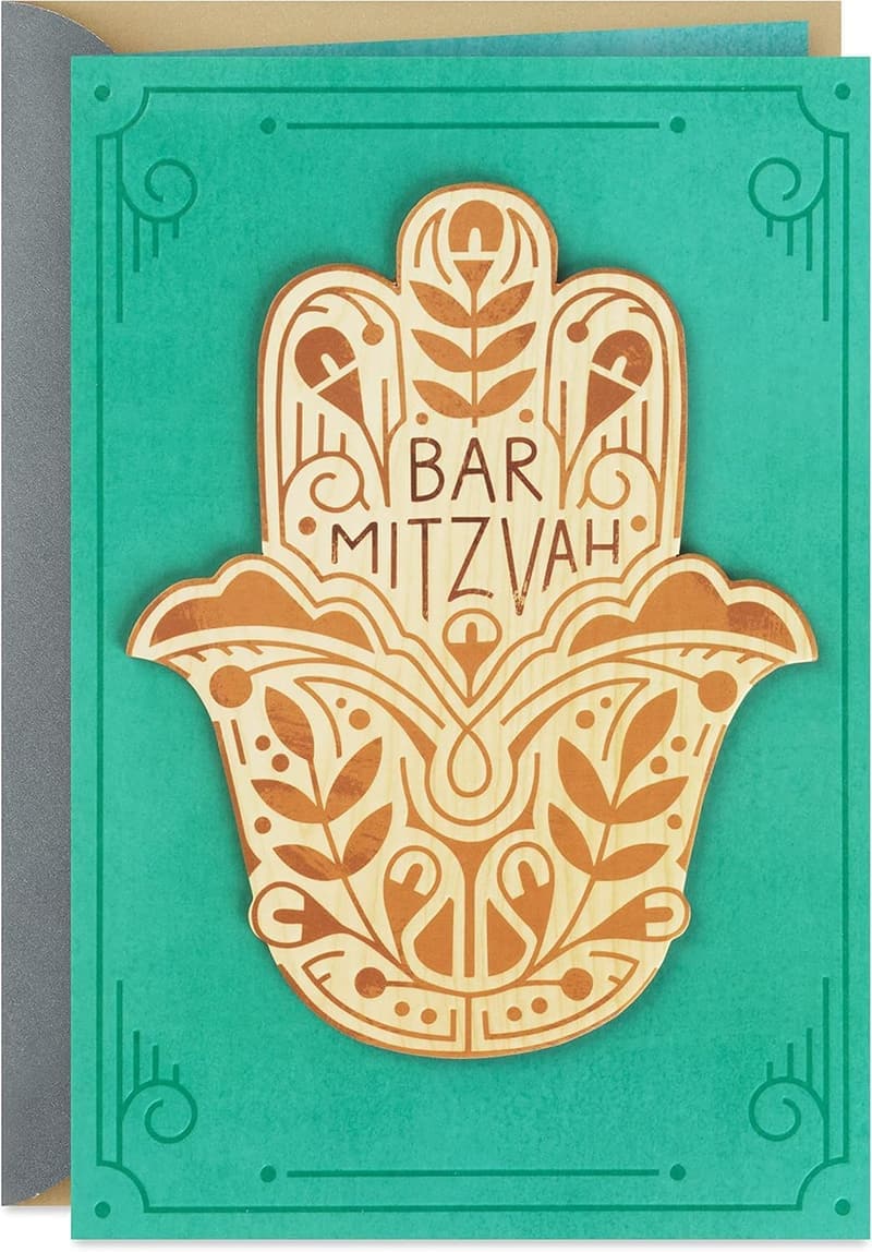 Baum des Lebens Bar Mizwa Karte (Hamsa)