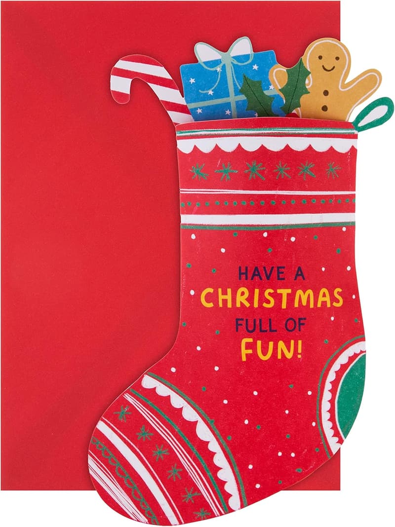 Moderne 3D-Pop-Up Weihnachtskarte mit Strumpf-Design