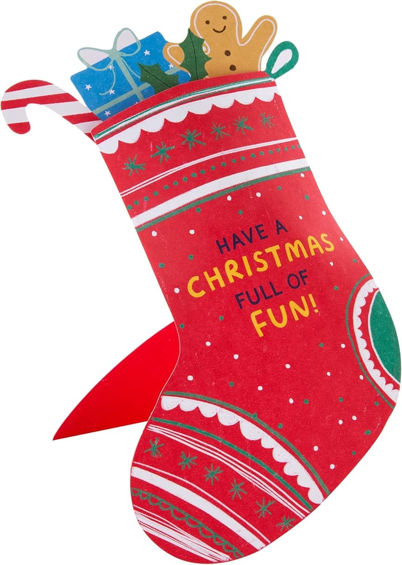 Moderne 3D-Pop-Up Weihnachtskarte mit Strumpf-Design