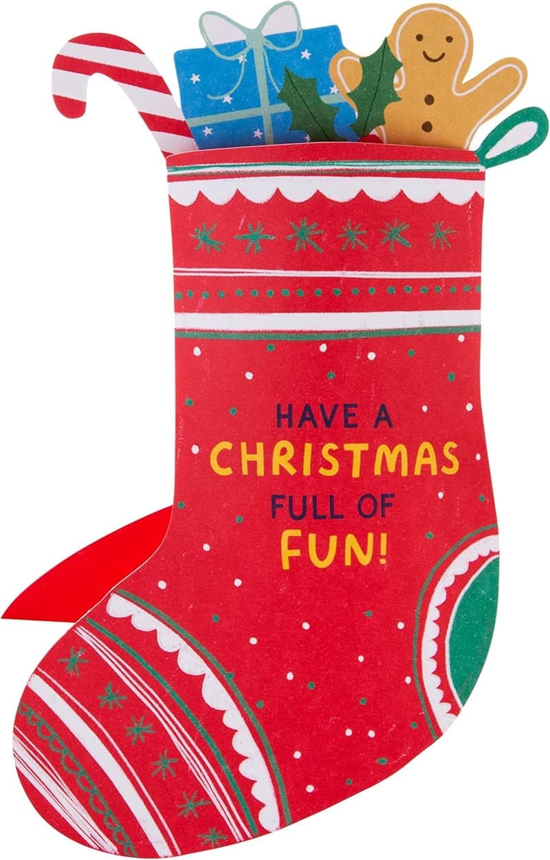Moderne 3D-Pop-Up Weihnachtskarte mit Strumpf-Design