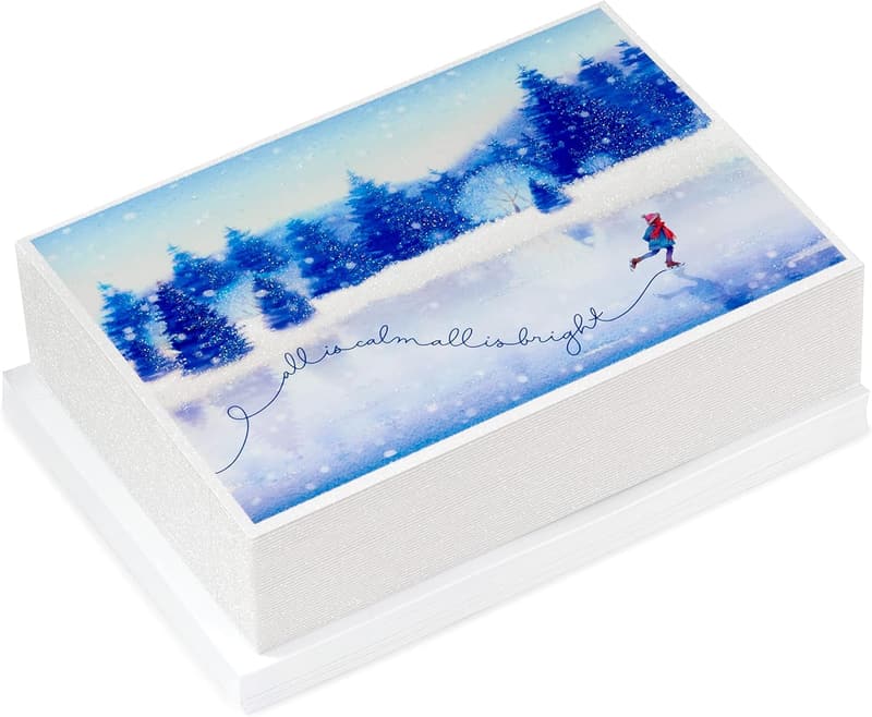 Eislaufen Weihnachtskarten Set (40 Karten mit Umschlägen)