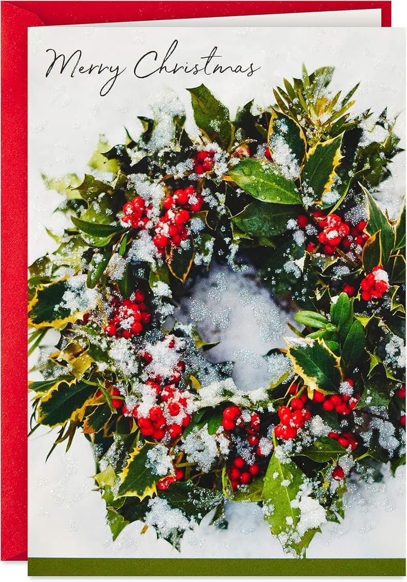 Verschneiter Kranz: 40 Hallmark Weihnachtskarten mit Umschlägen