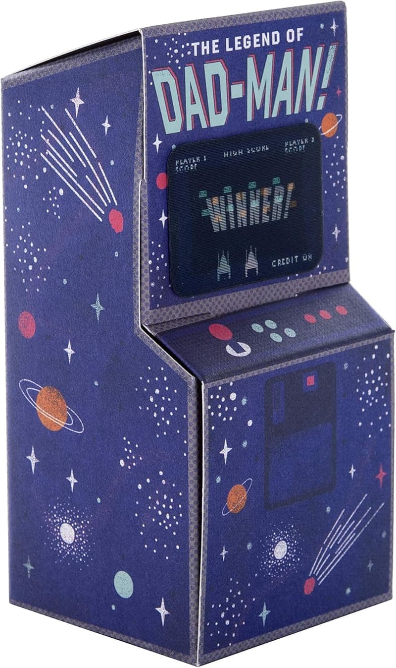 3D-Vatertagskarte Retro-Arcade-Maschine für Papa in Blau
