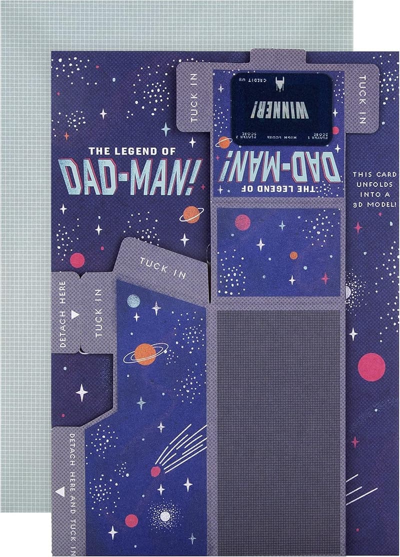 3D-Vatertagskarte Retro-Arcade-Maschine für Papa in Blau