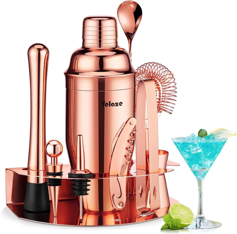 Cocktail Shaker Set aus Edelstahl, 10-teilig, Rosegold für Barkeeper