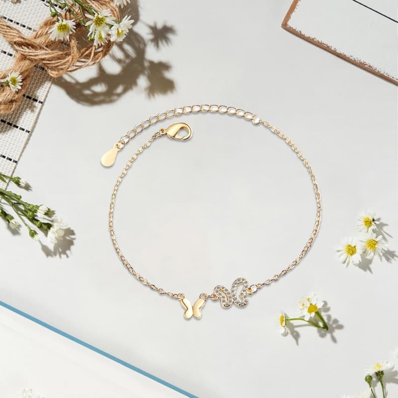Vergoldetes Schmetterlings-Schmuckset mit Zirkonia für Frauen