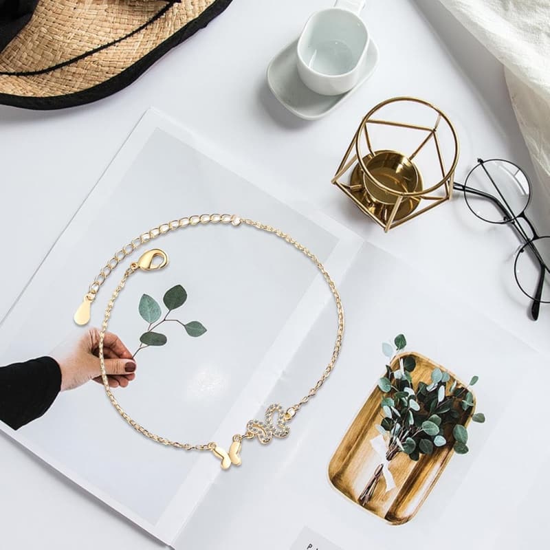 Vergoldetes Schmetterlings-Schmuckset mit Zirkonia für Frauen