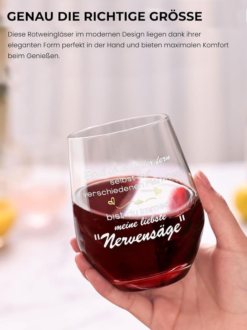 Weingläser 480ml mit Botschaft – Geburtstag oder Weihnachten für Freunde