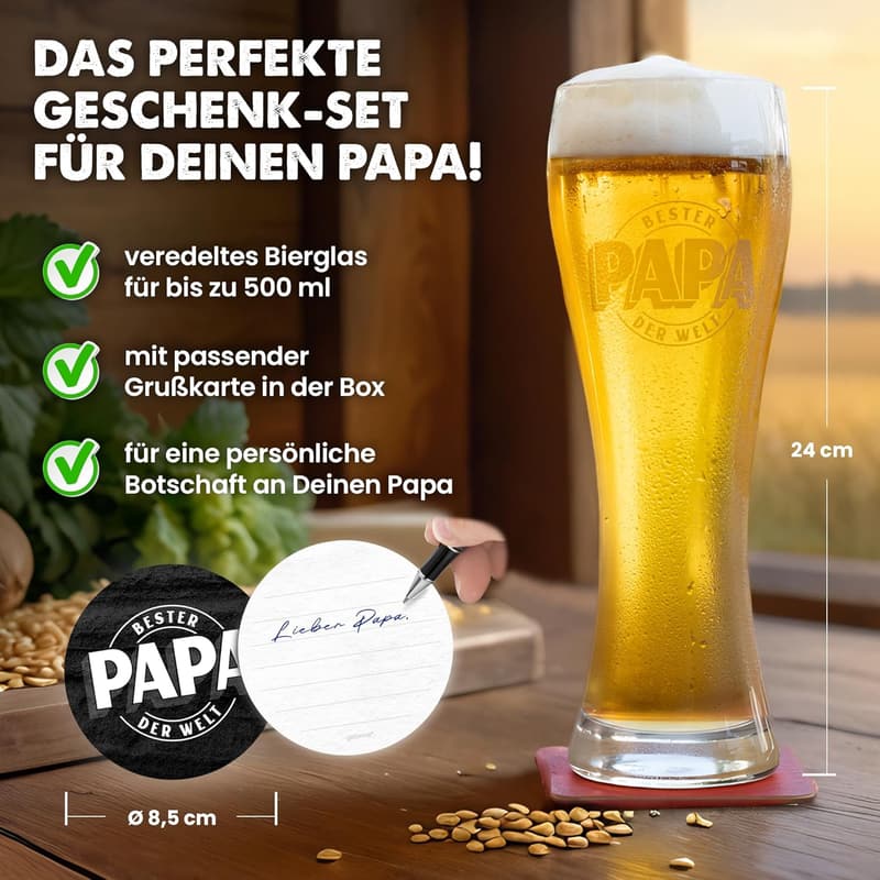 Geschenkbox Weizenglas (0,5l) für den besten Papa