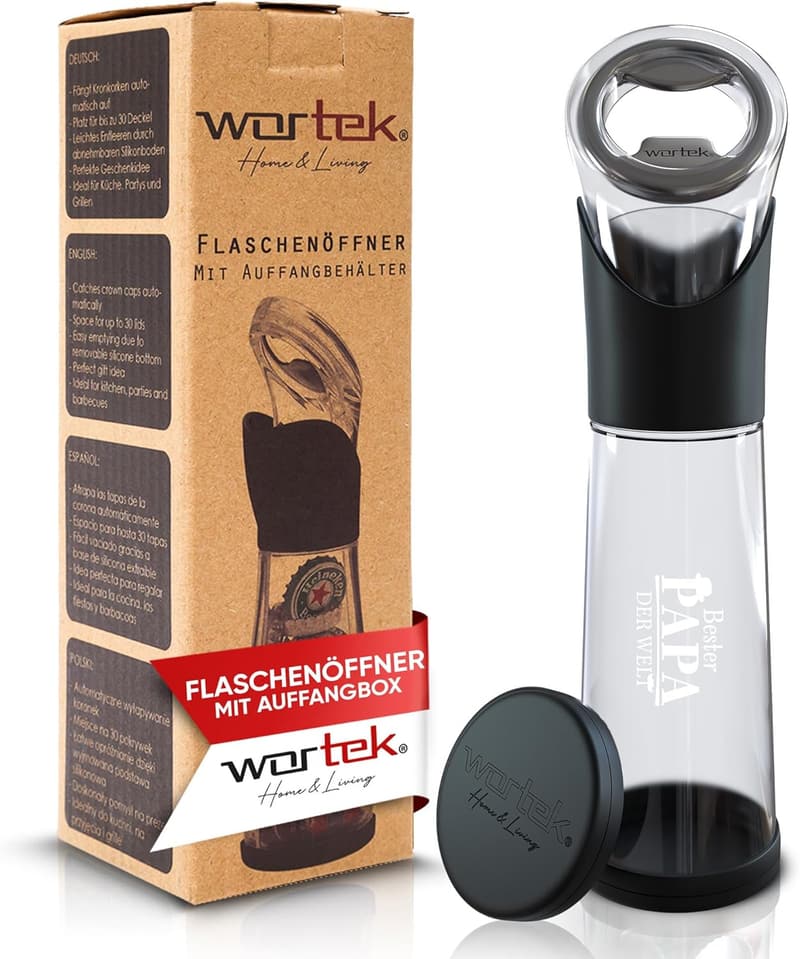 Bieröffner mit Auffangbehälter für Männer – Geschenk für Papa, personalisierte Gravur