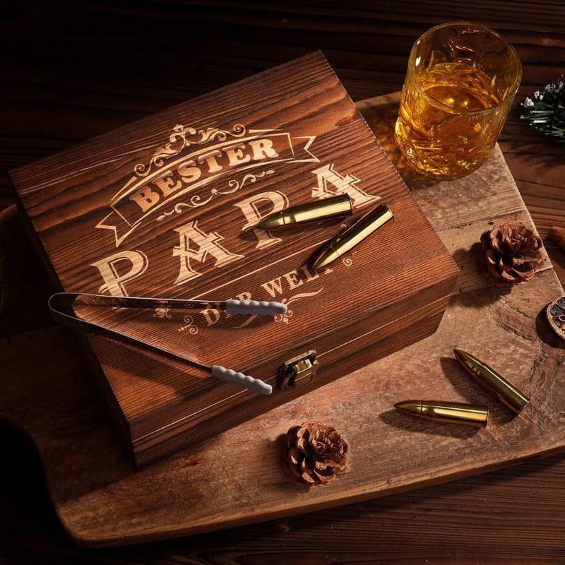 Whisky Geschenkset für Väter - Gläser mit Whiskysteinen, Geburtstag