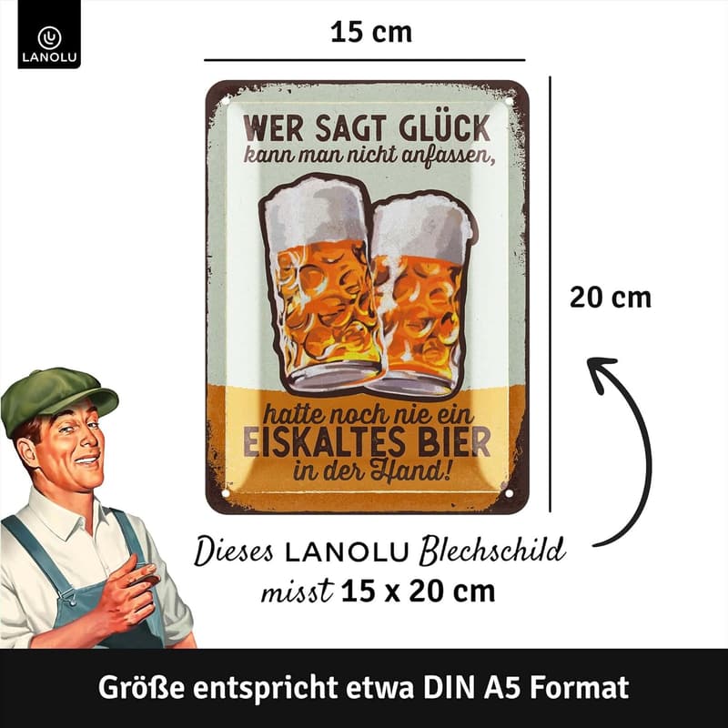 Retro Blechschild Bier – Lustige Bar Dekoration für Papa zum Vatertag, 15x20cm
