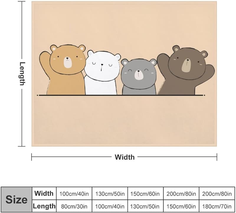 Niedliche Bären-Decke 75 x 100 cm – weich und gemütlich für Kinder
