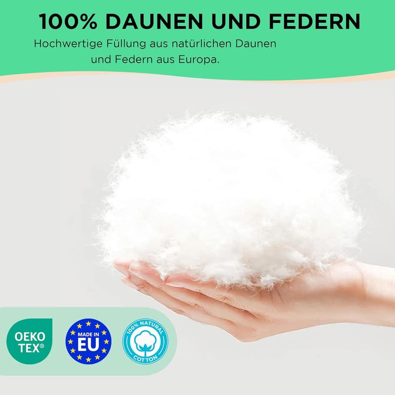 Ganzjahres-Bettdecke 200x200 cm | 100% Daunen & Federn | Öko-Tex zertifiziert