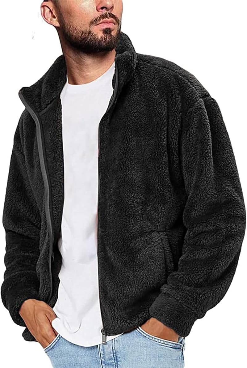 Herren Fleecejacke mit Stehkragen – weich, ideal für Herbst und Winter