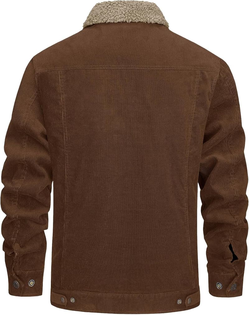 Warme winddichte Cordjacke für Herren - gefütterte Outdoorjacke mit Taschen