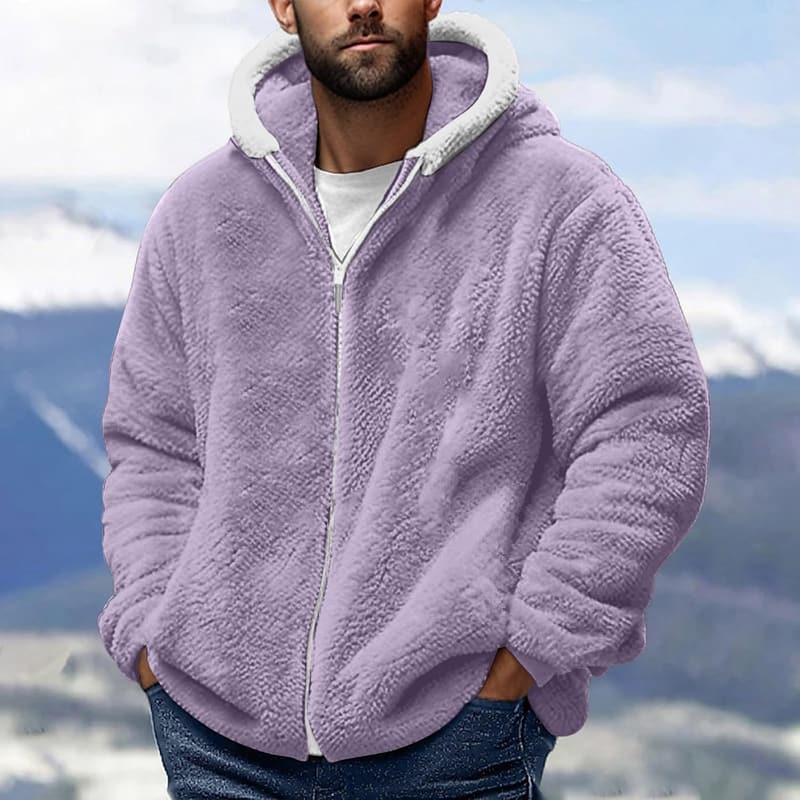 Warmen Teddy-Fleecejacke für Herren mit Kapuze, Größen S-4XL