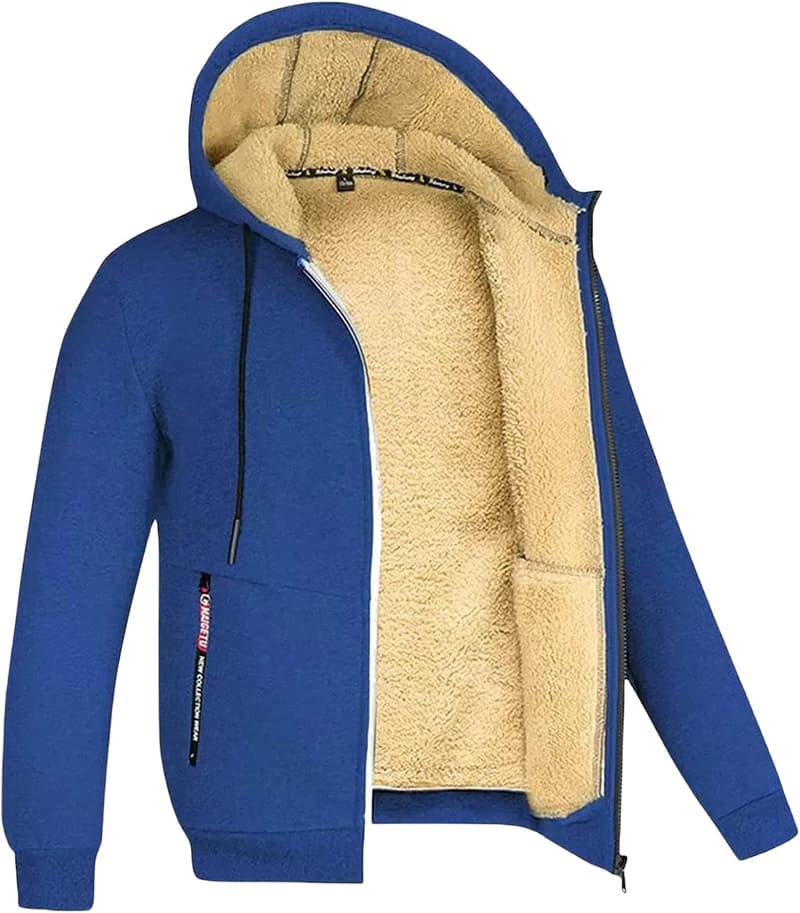 Herren Winter Fleecejacke mit Kapuze und Sherpa-Futter