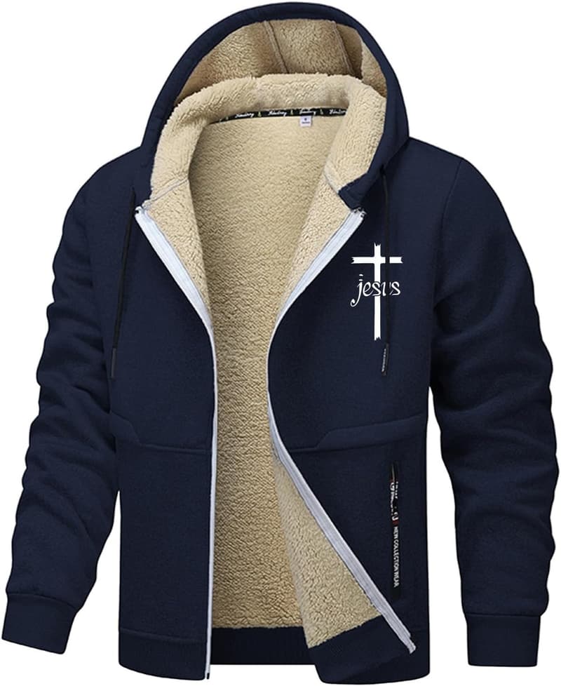 Herren Winterjacke mit Fleece und Reißverschluss, winddicht und warm