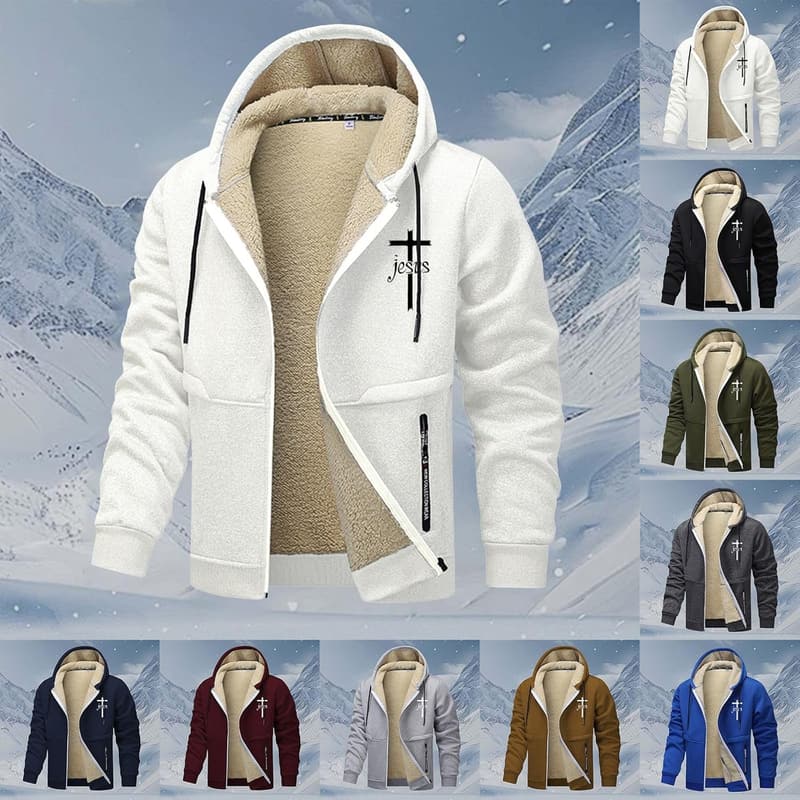 Herren Winterjacke mit Fleece und Reißverschluss, winddicht und warm