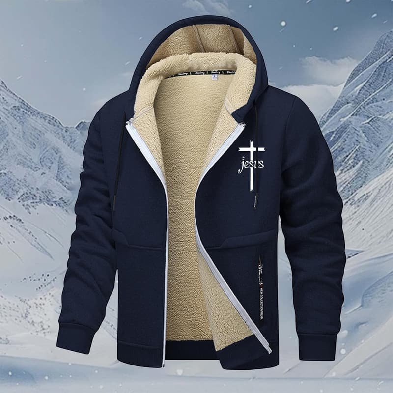 Herren Winterjacke mit Fleece und Reißverschluss, winddicht und warm