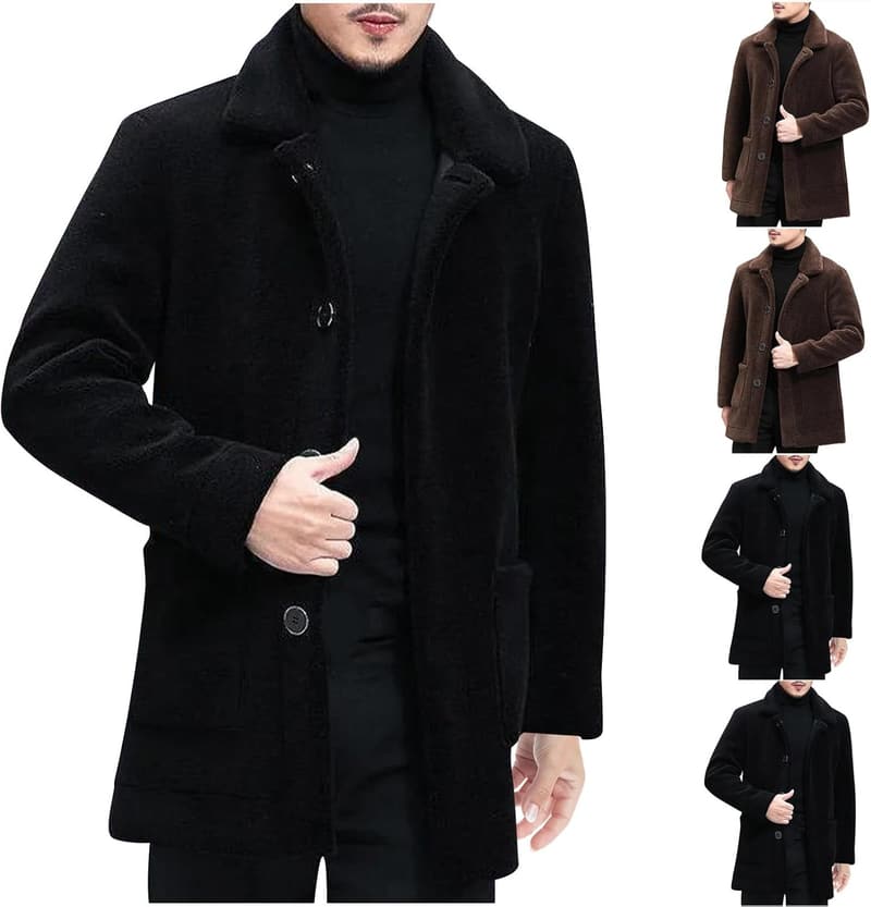 Oversize Teddyfleecejacke für Herren – Winterjacke mit Stehkragen