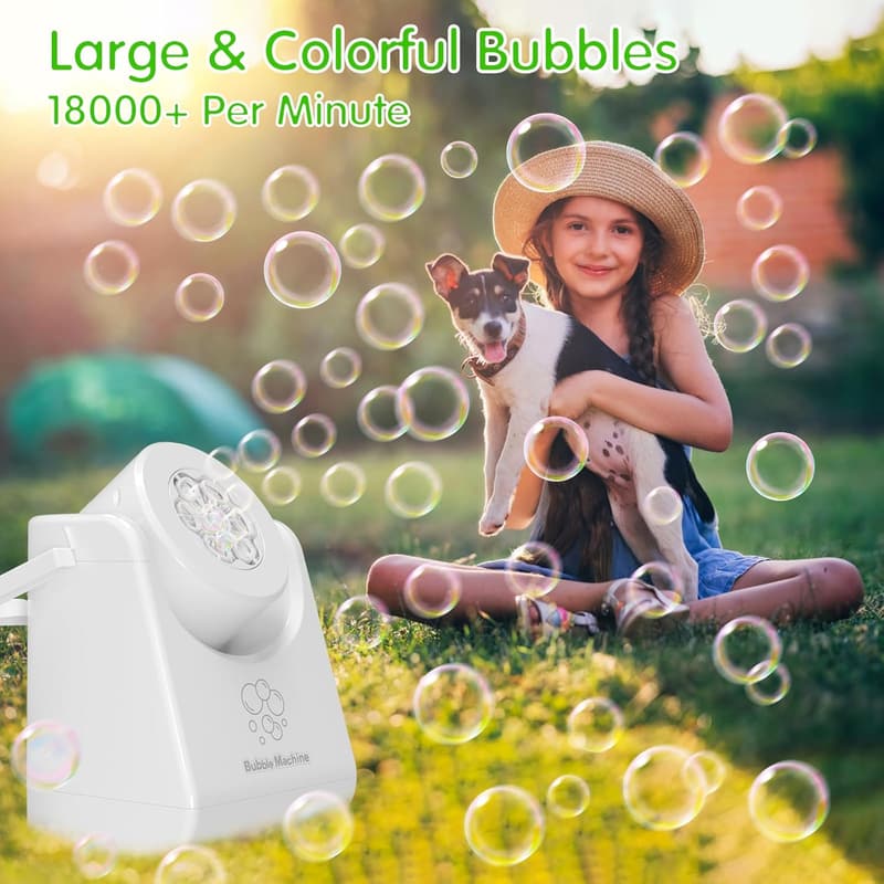 Automatische Seifenblasenmaschine für Kinder - 18.000 Blasen/Min, ideal für Gartenpartys