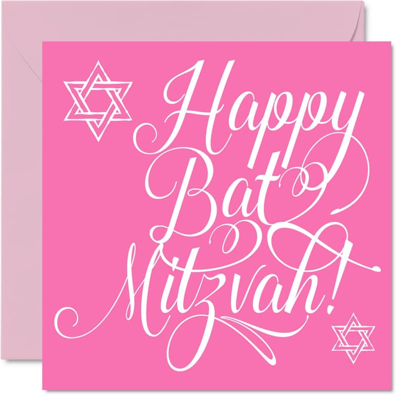 Fledermaus-Mitzwa-Karte für Mädchen – Glückwunschkarte 145 mm x 145 mm