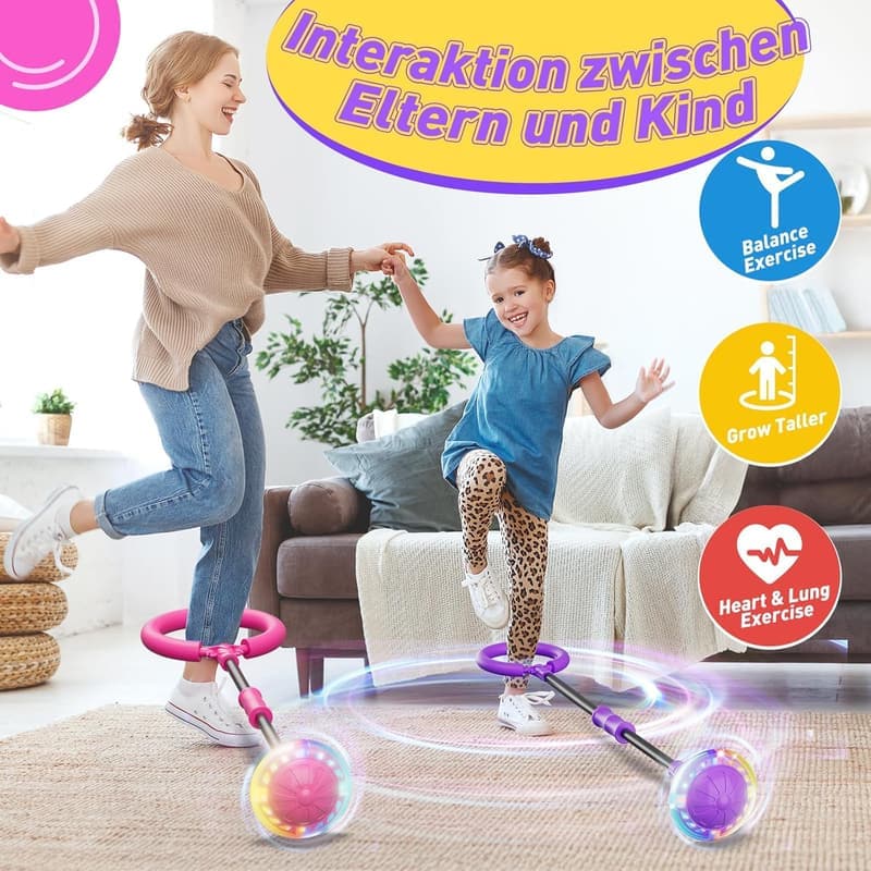 Blinkender Springring Fußkreisel mit Zähler für Mädchen 6-12 – Aufladbares Spielzeug in Lila