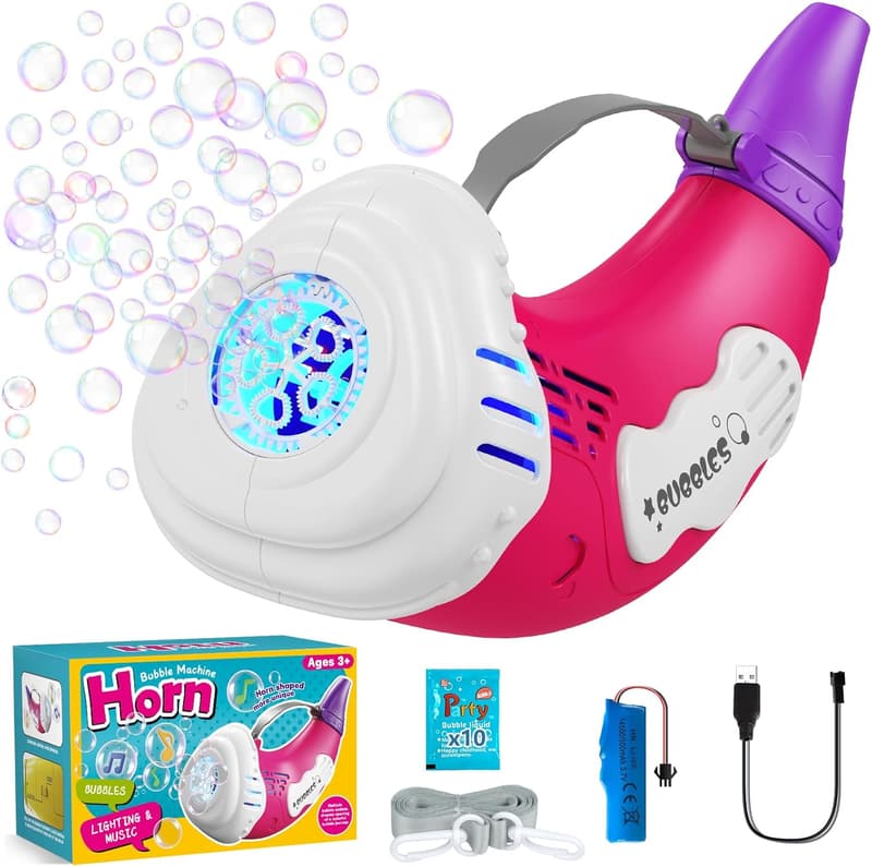 Seifenblasenmaschine 2-in-1 für Kinder - Automatisch & Mundbetrieb, rosa