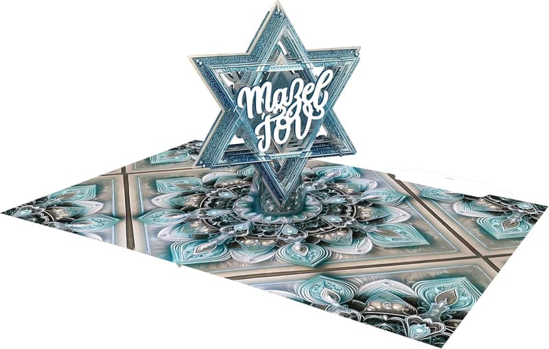 Elegante 3D Pop-Up Karte zur Bar Mitzvah mit blauem Stern-Design