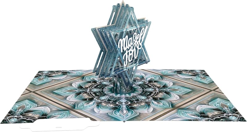 Elegante 3D Pop-Up Karte zur Bar Mitzvah mit blauem Stern-Design