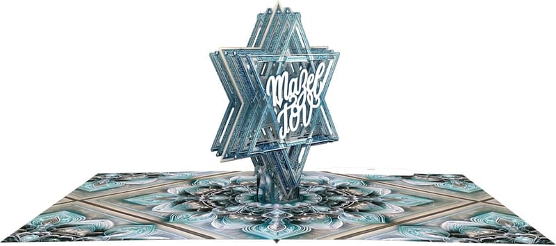 Elegante 3D Pop-Up Karte zur Bar Mitzvah mit blauem Stern-Design