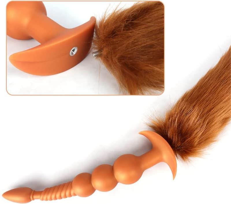 Fuchsschwanz Anal Butt Plug aus Silikon für Paare im BDSM-Stil