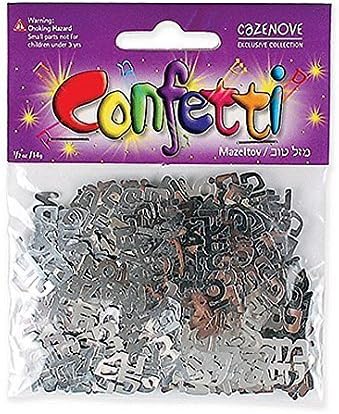 Mazel Tov Konfetti auf Hebräisch und Englisch für jüdische Feiern