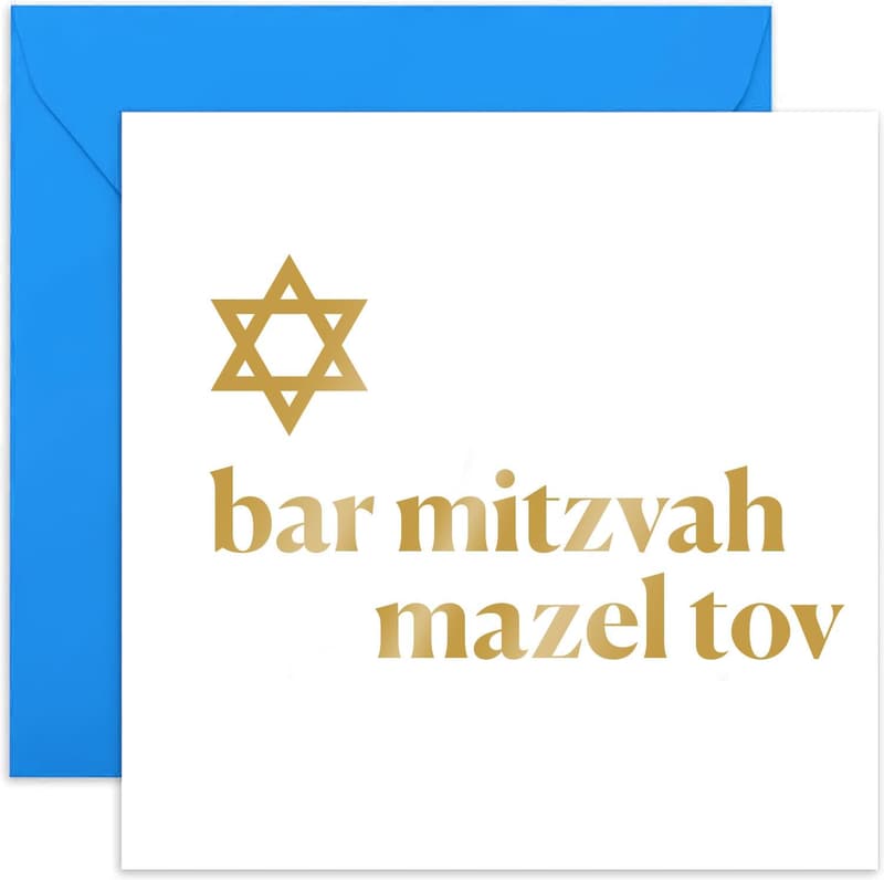 Bar Mitzvah Grußkarte für Jungen – Mazel Tov mit Davidstern in Goldfolie
