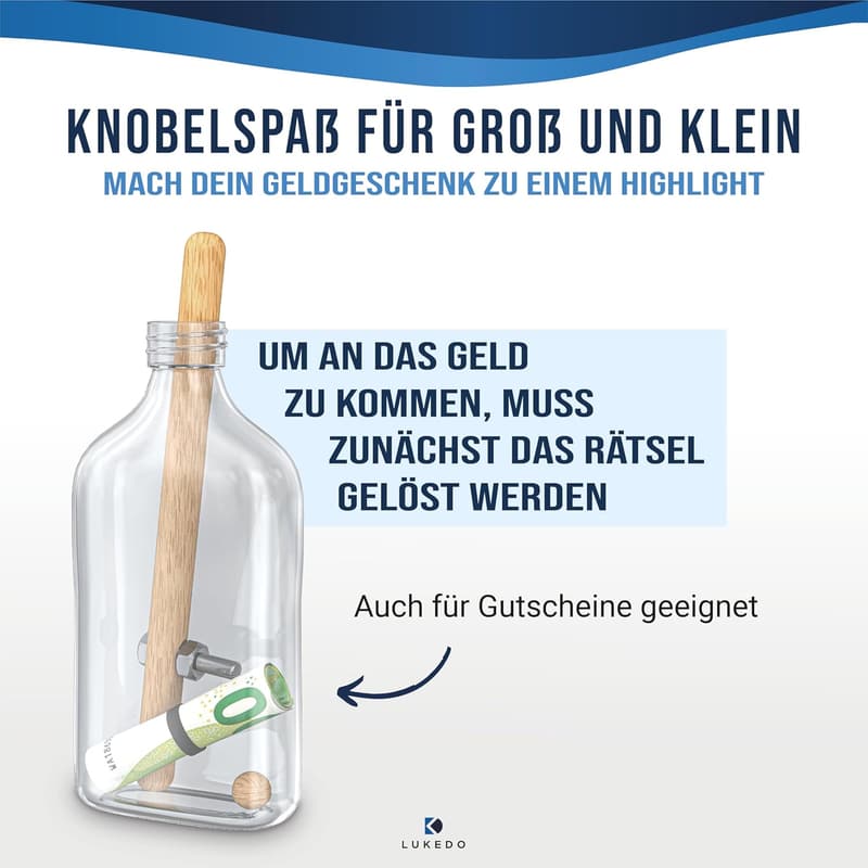 Flaschensafe für Geldgeschenke - Komplett-Set mit Geschenkverpackung