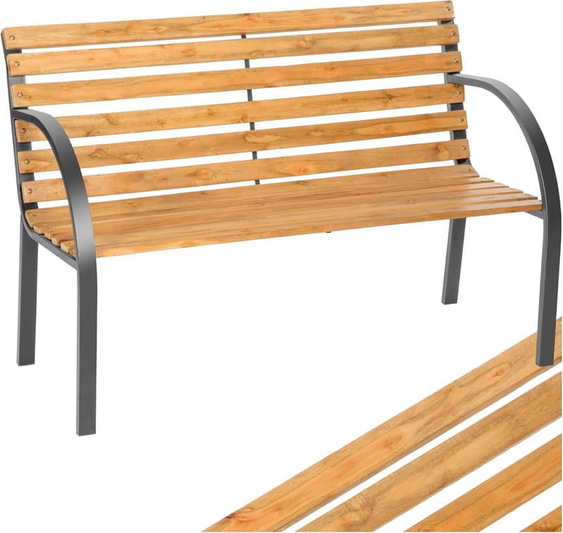Wetterfeste 2-Sitzer Gartenbank aus Holz im Landhausstil