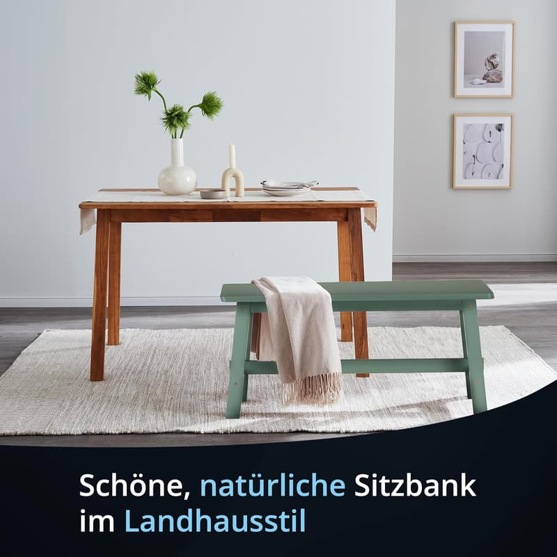 Gummibaum Holzbank im Landhausstil - Flur- und Schuhbank, 100x45x29 cm