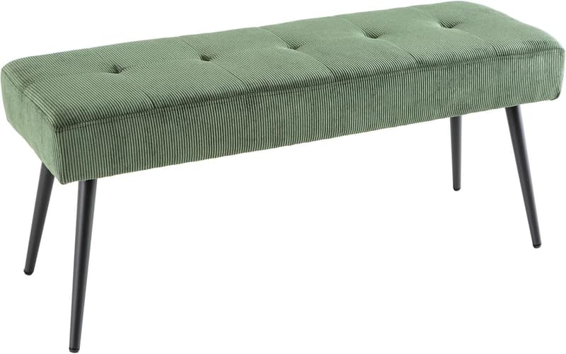 Moderne Polsterbank 100 cm in Grün mit schwarzen Metallbeinen