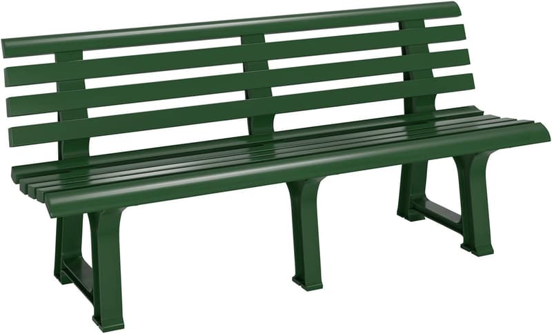 Wetterfeste Gartenbank mit Rückenlehne, 240 kg belastbar, grün, 145x46 cm