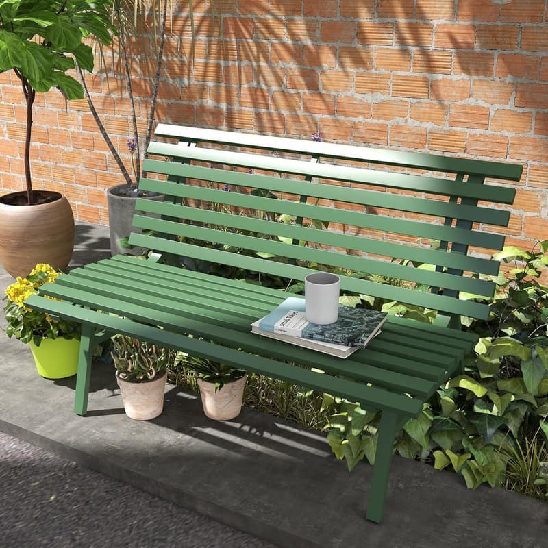 Wetterfeste 2-Sitzer Gartenbank aus Aluminium, grün, 240 kg belastbar