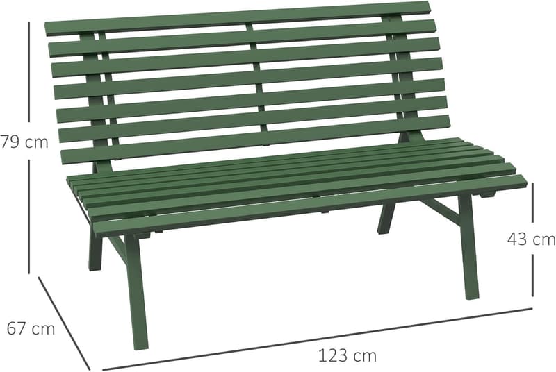 Wetterfeste 2-Sitzer Gartenbank aus Aluminium, grün, 240 kg belastbar