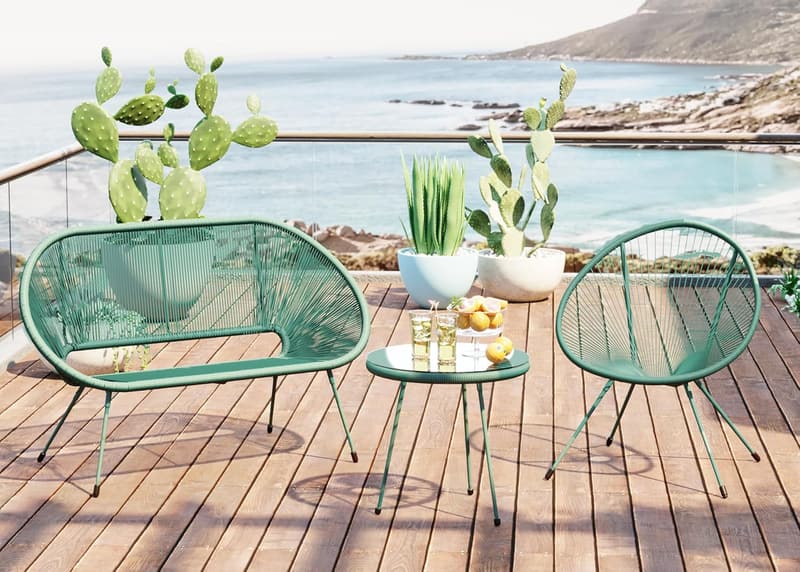 Kare Design Acapulco Gartenbank für 2 Personen, grün, Stahl, 81x121x71 cm