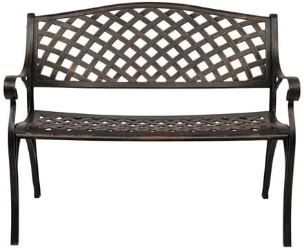 Wetterfeste 2-Sitzer Gartenbank aus Aluminium mit floralem Design
