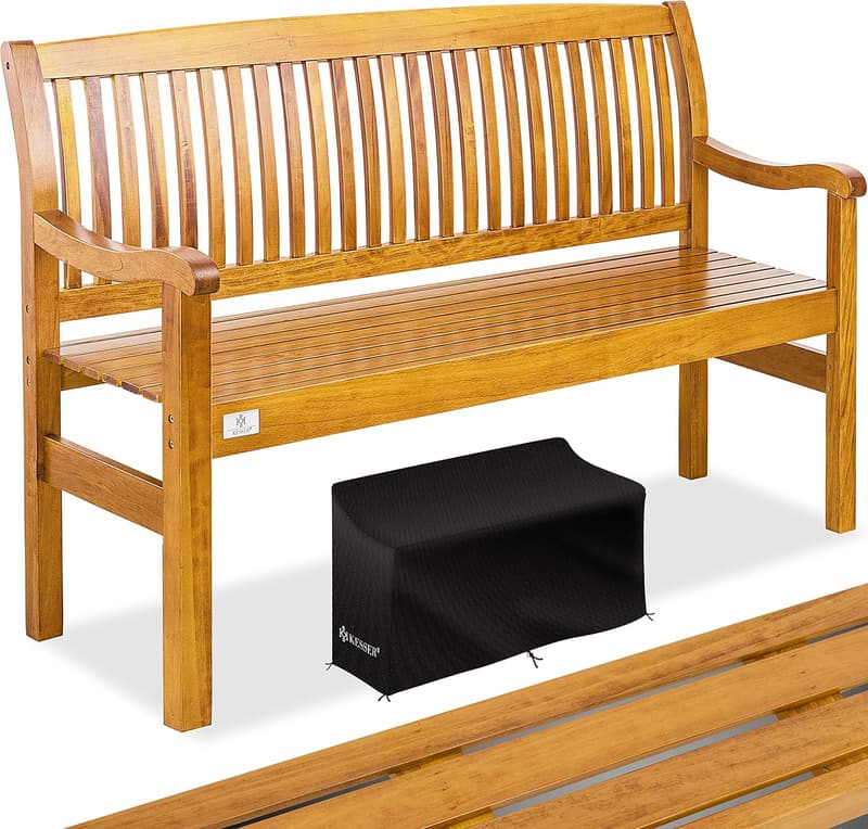 Wetterfeste Holzbank für 3-4 Personen, 150 cm, massiv, inkl. Cover